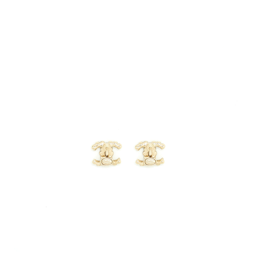 Chanel Mini CC Logo Earrings With Crystals LGHW