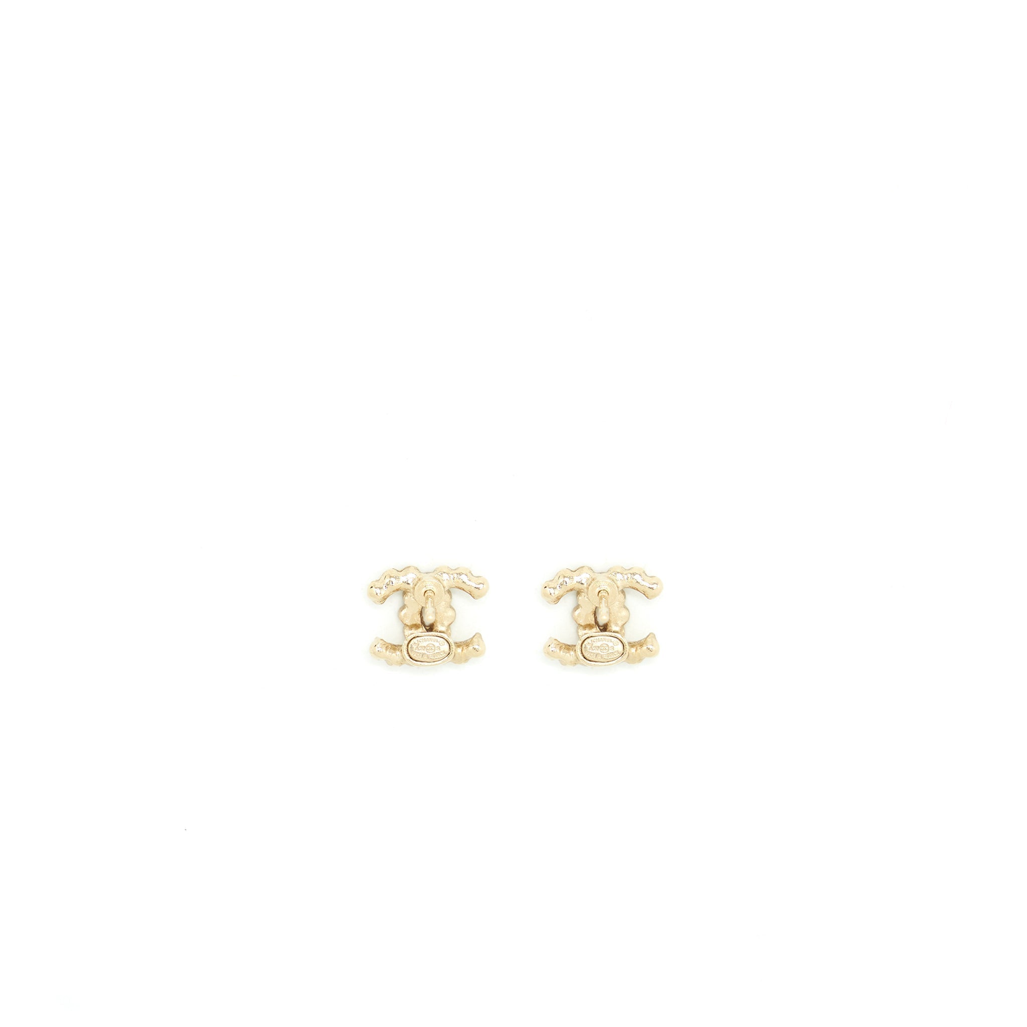 Chanel Mini CC Logo Earrings With Crystals LGHW