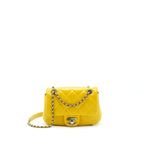 Chanel Seasonal Limited Flap Bag Leather And Fabric Yellow With Ruthenium Hardware