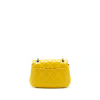 Chanel Seasonal Limited Flap Bag Leather And Fabric Yellow With Ruthenium Hardware