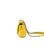 Chanel Seasonal Limited Flap Bag Leather And Fabric Yellow With Ruthenium Hardware