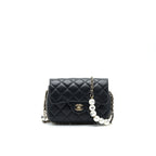Chanel Logo Pearl Chain Mini Flap Bag GHW