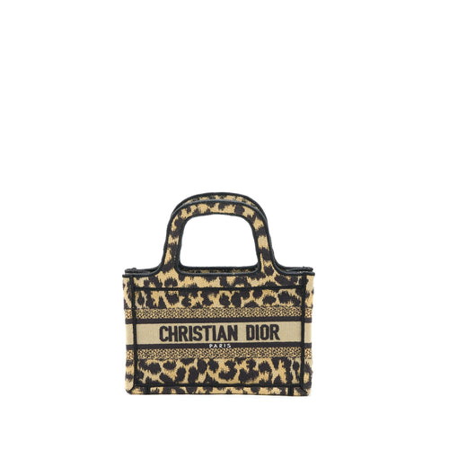 Dior Mini Book Tote Mizza Embroidery Beige/Black