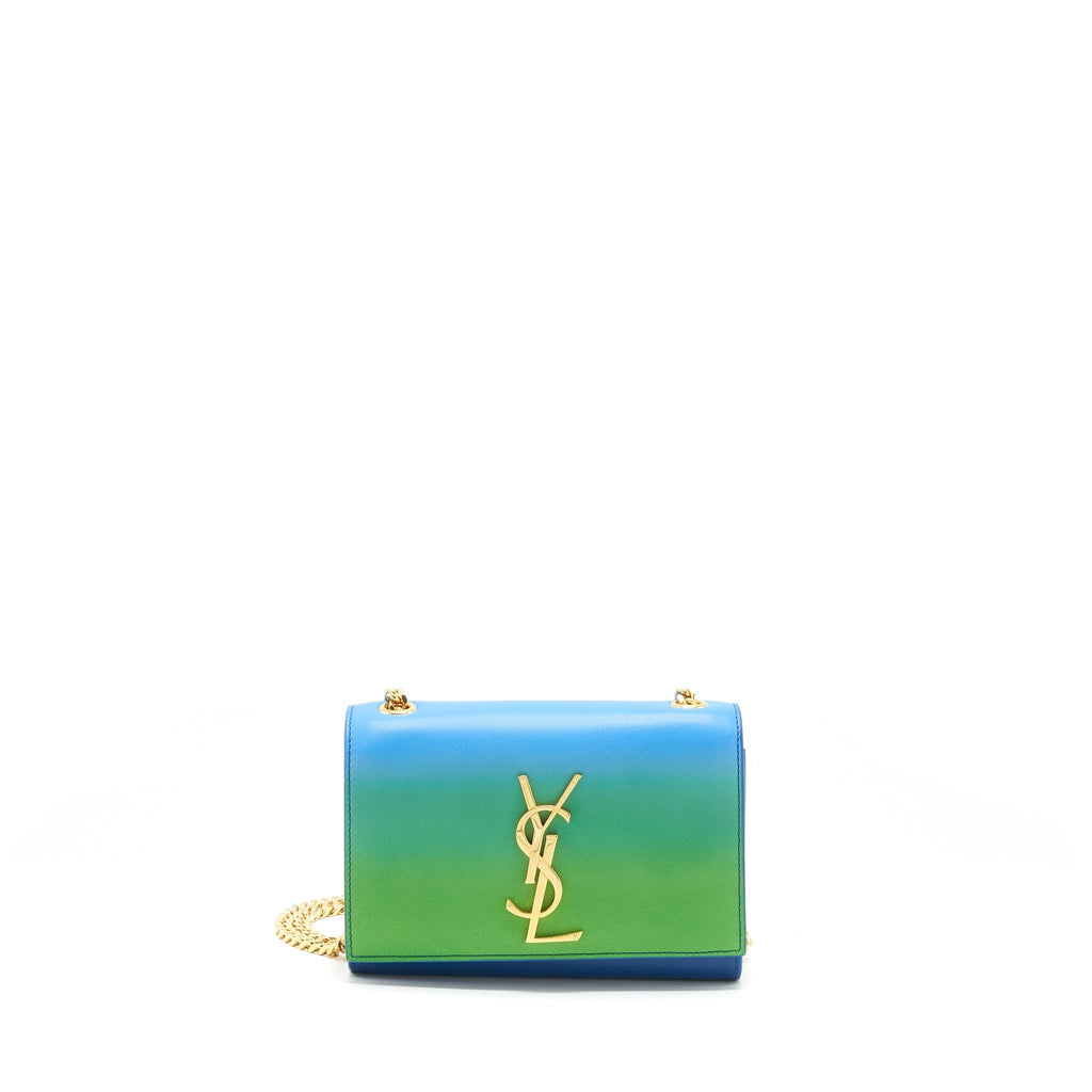 Saint Laurent Mini kate chain Bag (17cm) blue/ green GHW