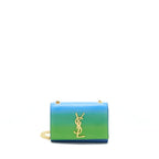 Saint Laurent Mini kate chain Bag (17cm) blue/ green GHW