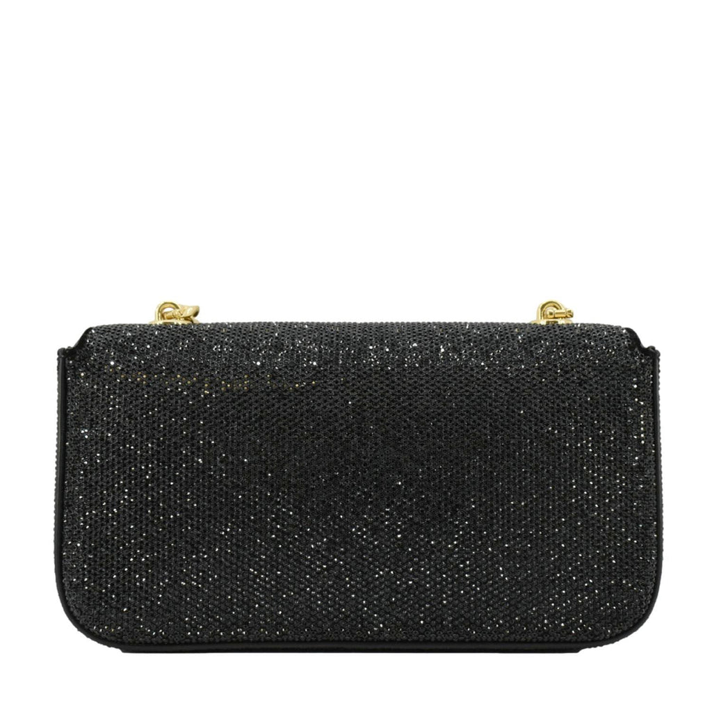 CELINE  Triomphe Claude Suede Strass Shoulder Bag Black