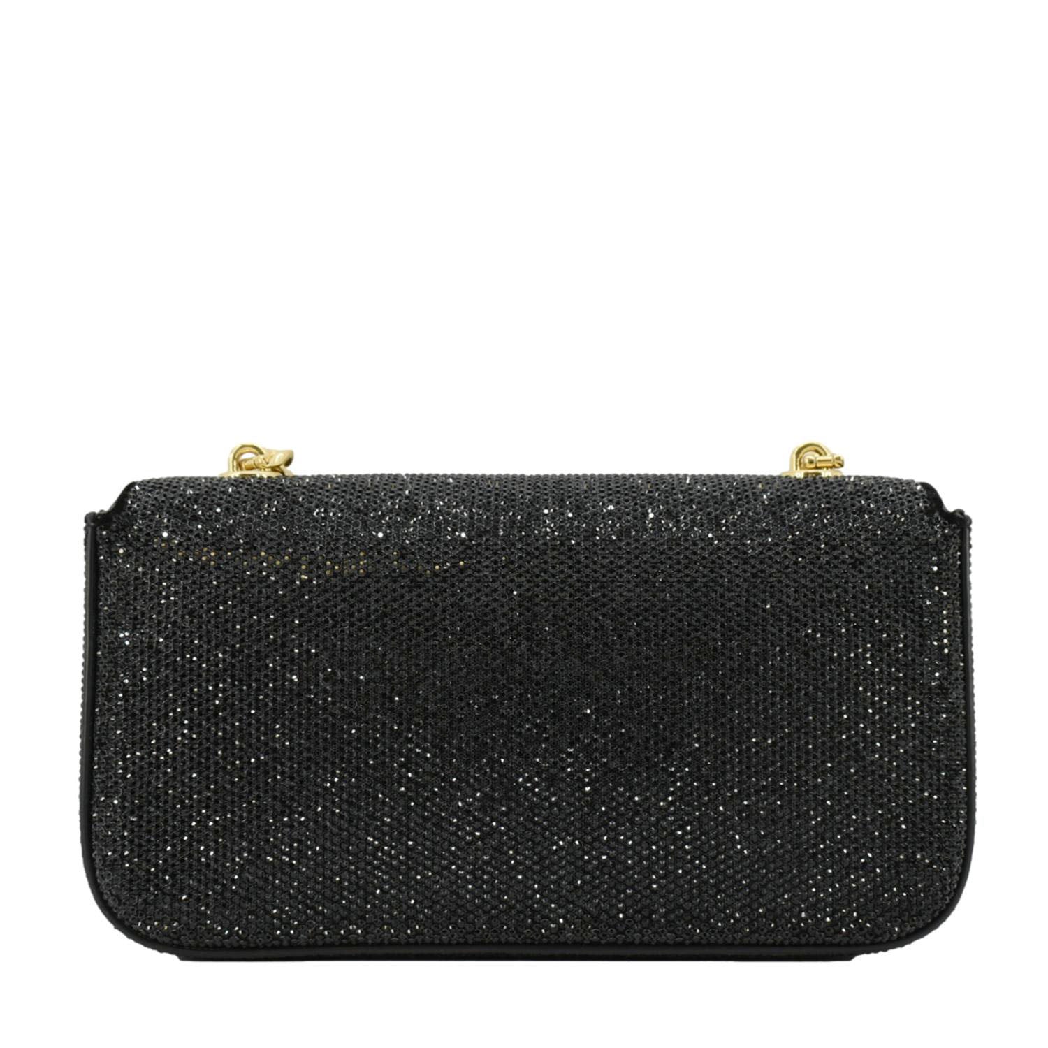 CELINE  Triomphe Claude Suede Strass Shoulder Bag Black