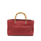 Gucci Crossbody Tote Bag Bamboo Handle Calfskin Red LGHW
