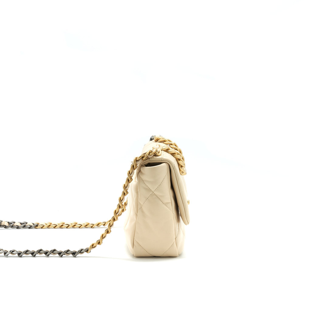 CHANEL SMALL 19 BAG BEIGE GOAT SKIN