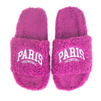 Balenciaga Furry Slide Sandal in Dark Fuschia