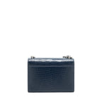 Saint Laurent Medium Sunset Bag croc Embossed calfskin dark blue SHW