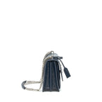 Saint Laurent Medium Sunset Bag croc Embossed calfskin dark blue SHW