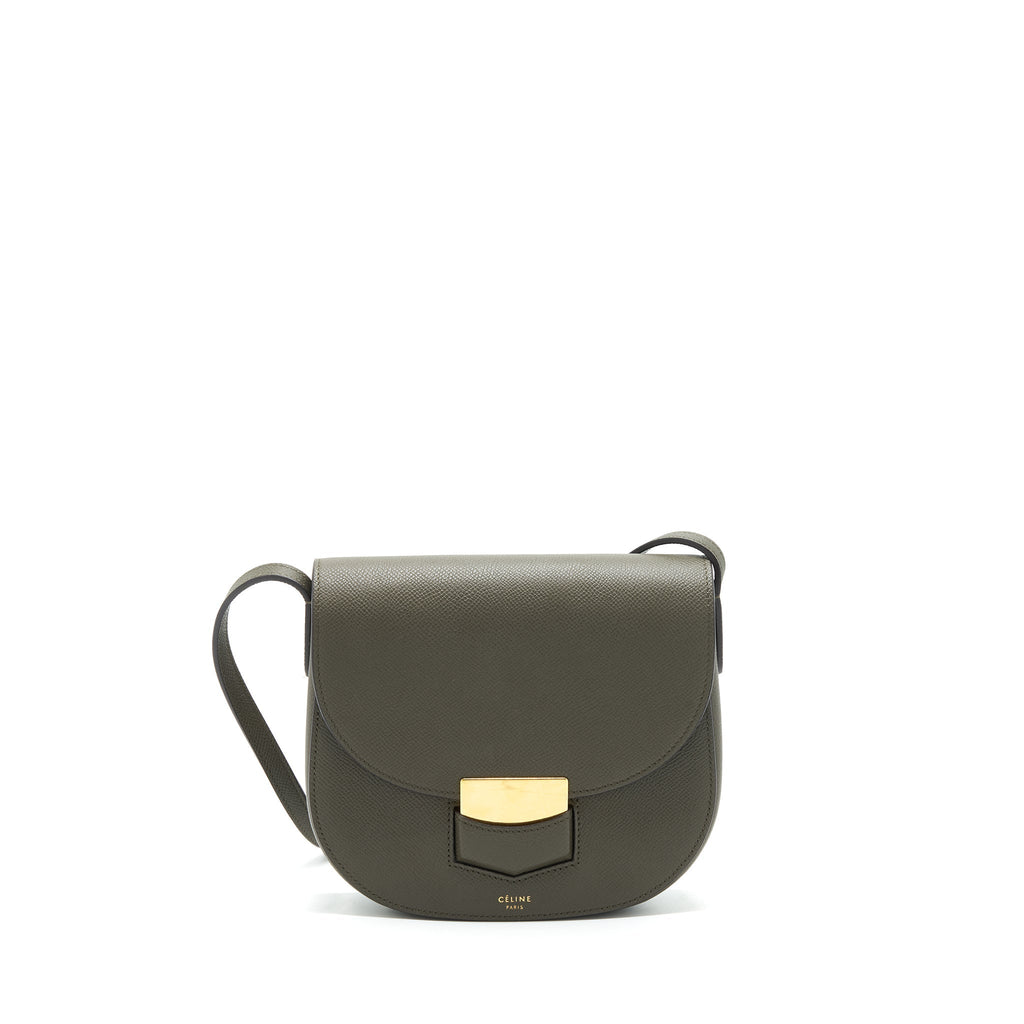 Celine Small Trotteur bag grained calfskin Olive green
