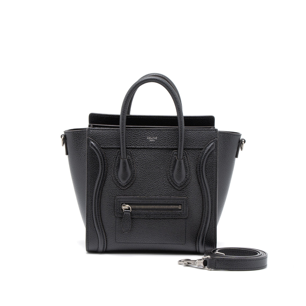 Celine Nano Luggage Bag Calfskin Black