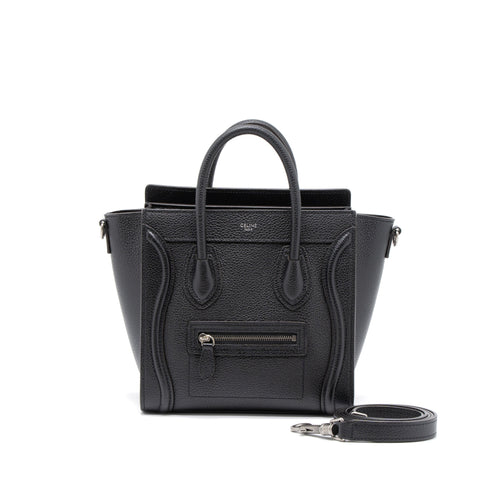 Celine Nano Luggage Bag Calfskin Black