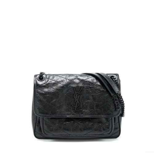 Saint Laurent Medium Niki Bag crinkled Vintage so black