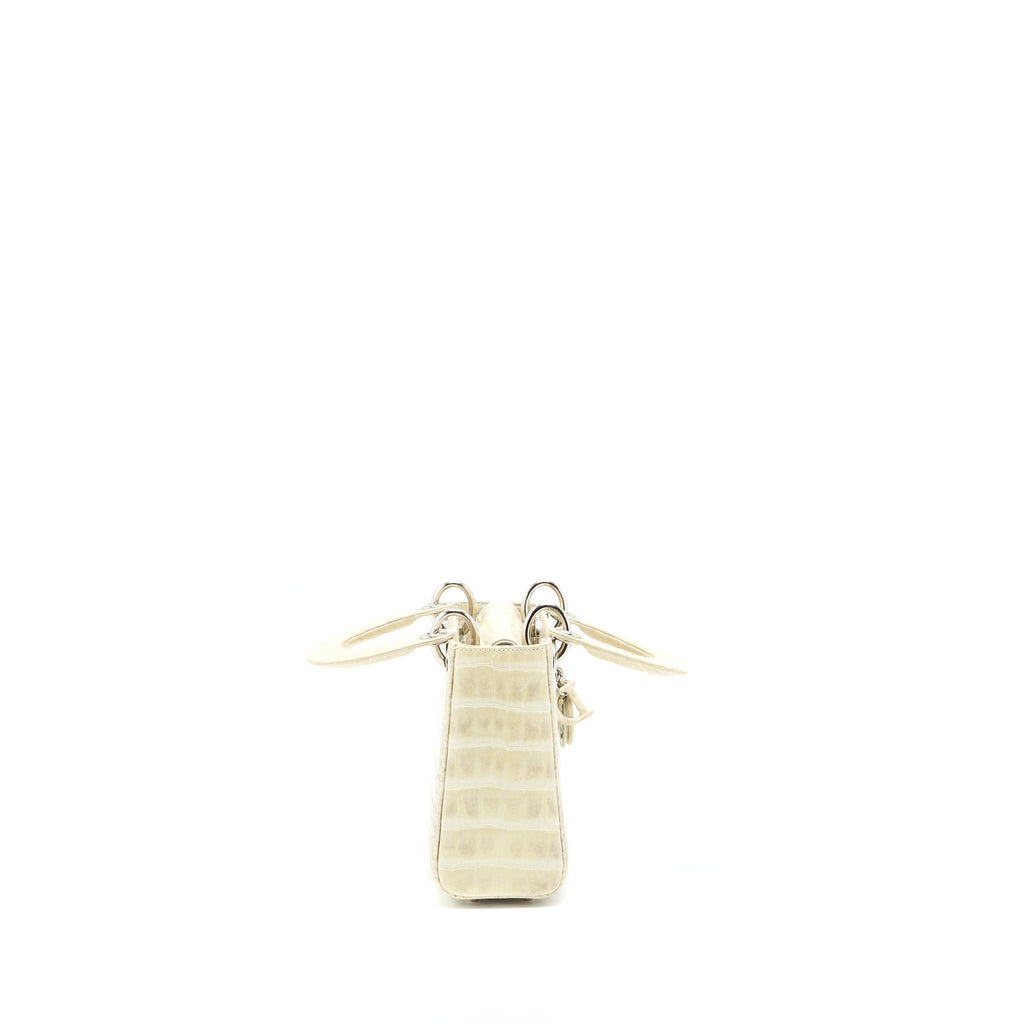 Dior Mini Lady Dior Himalayan Crocodile White SHW