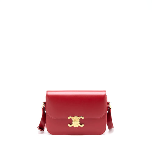Celine Medium Classique Triomphe Bag Shiny Calfskin Red