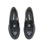 Chanel Size 38 Quilted Loafer Black LGHW