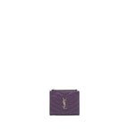 Saint Laurent Quilted Monogram Bi-fold Wallet Dark Purple SHW
