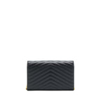 Saint laurent Envelope Chain Crossbody Bag Grained CalfSkin black GHW