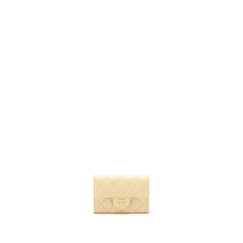 Chanel Classic Flap Card Holder Caviar Beige GHW