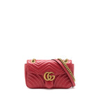 Gucci Small GG Marmont Matelasse Shoulder Bag Calfskin Red GHW