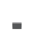 Saint Laurent Small Flap Wallet Grained Calfskin Grey/White SHW