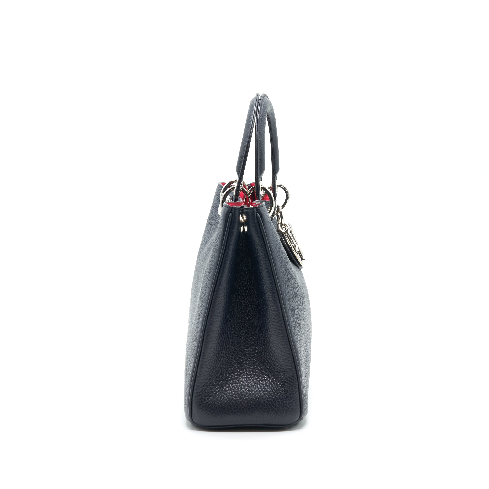 CHRISTIAN DIOR Medium Diorissimo Tote Bag Black Grained Leather SHW