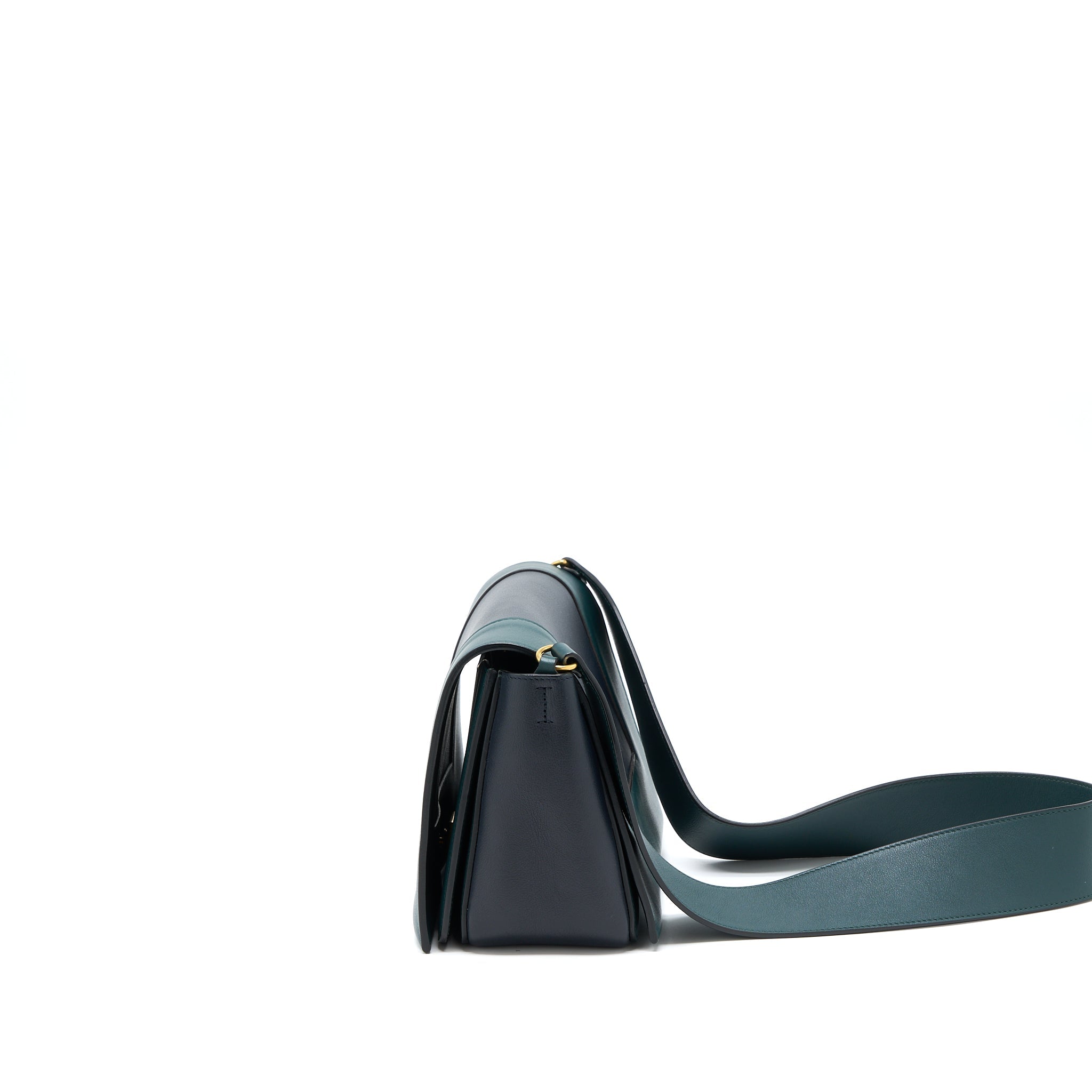 Celine Frame Bag Calfskin Navy/Dark Green