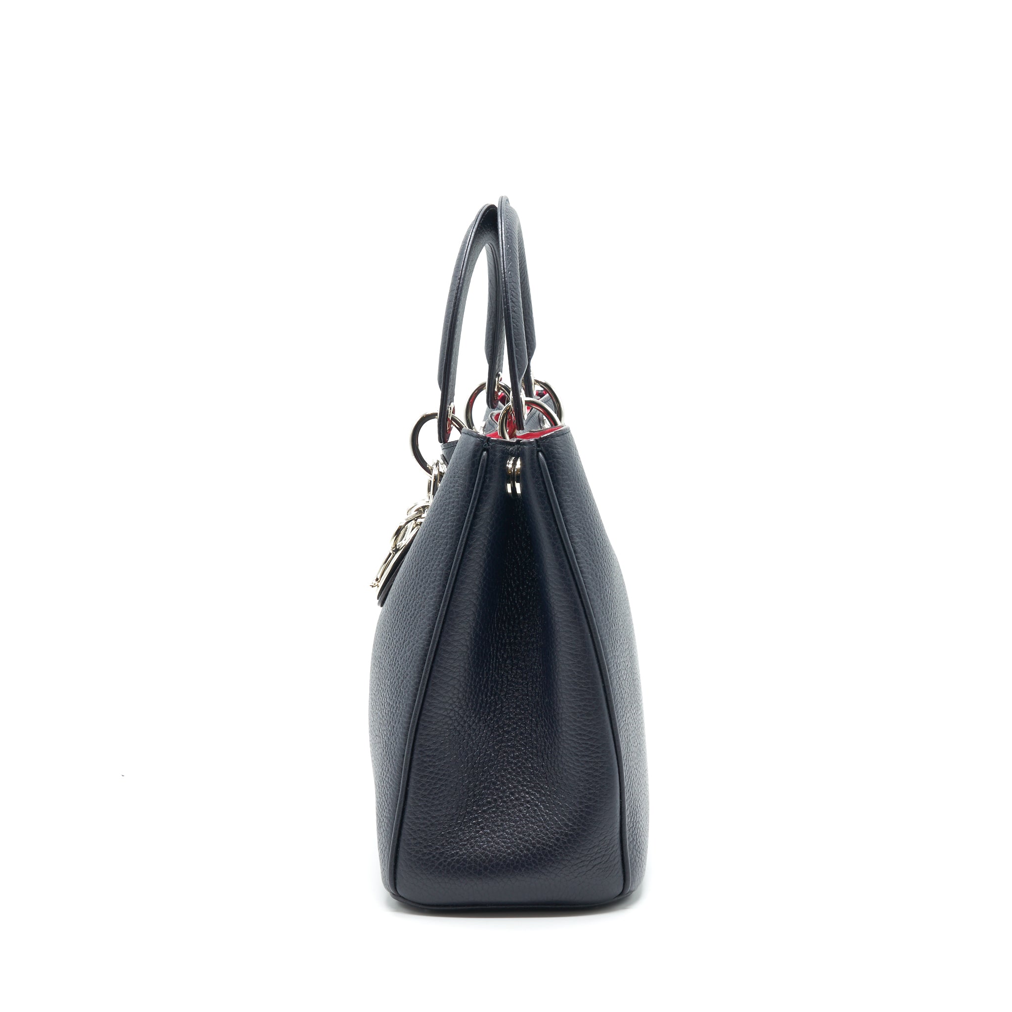 CHRISTIAN DIOR Medium Diorissimo Tote Bag Black Grained Leather SHW