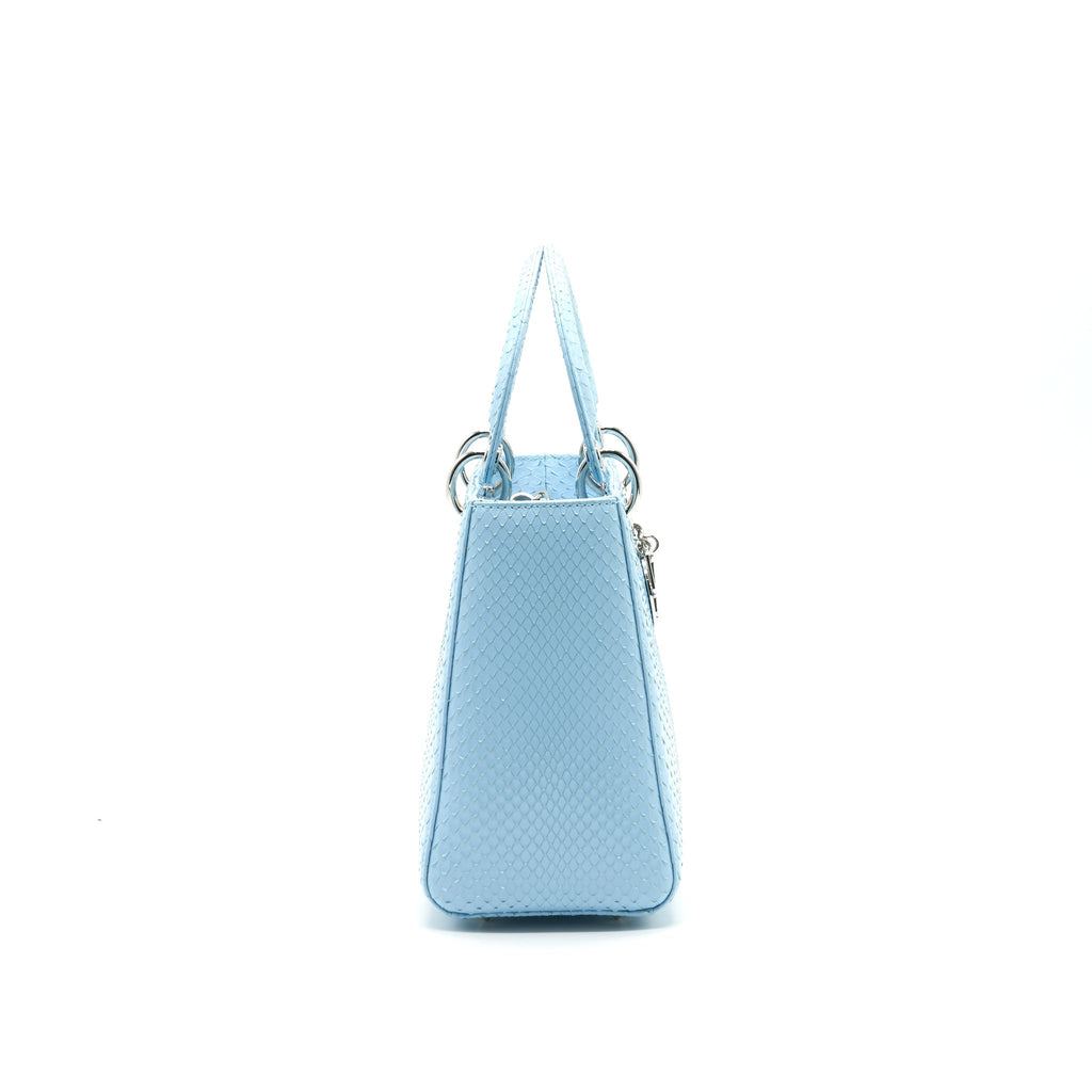 CHRISTIAN DIOR PYTHON MEDIUM LADY DIOR BAG SKYBLUE SHW WITH SMALL SCARF