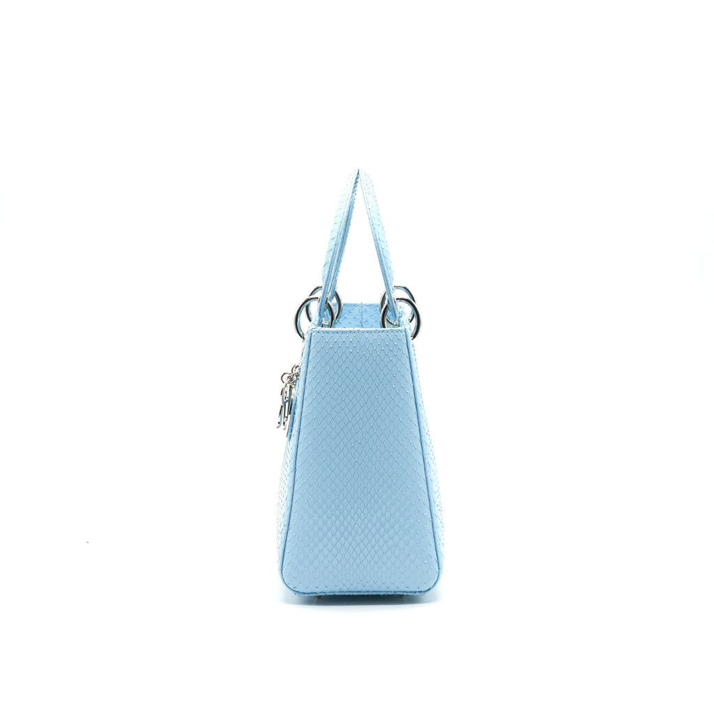 CHRISTIAN DIOR PYTHON MEDIUM LADY DIOR BAG SKYBLUE SHW WITH SMALL SCARF