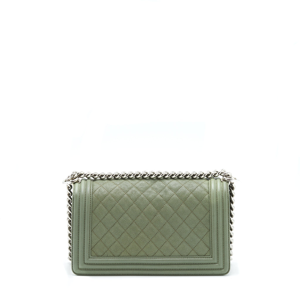 Chanel Medium Boy Bag Caviar Light Green SHW