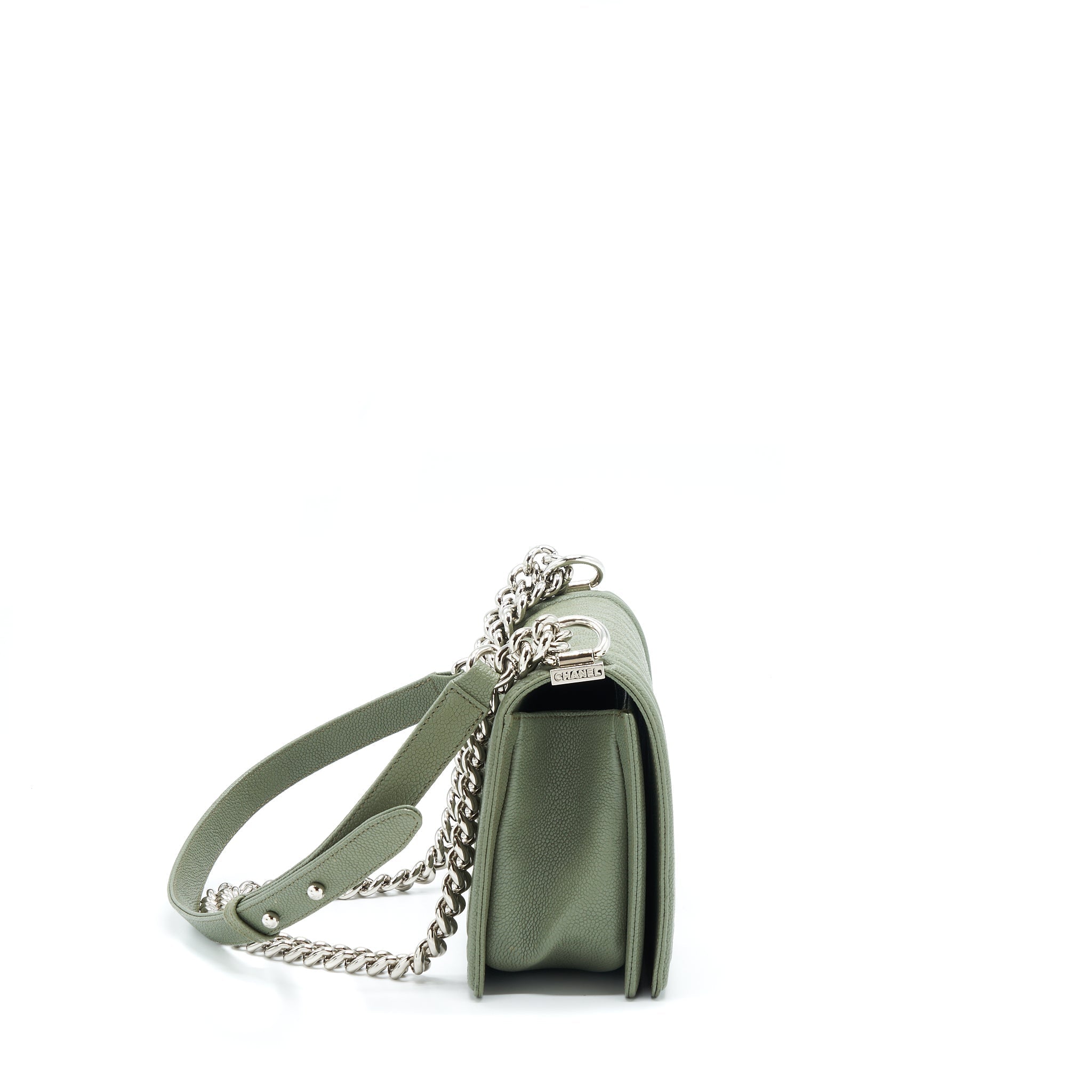 Chanel Medium Boy Bag Caviar Light Green SHW