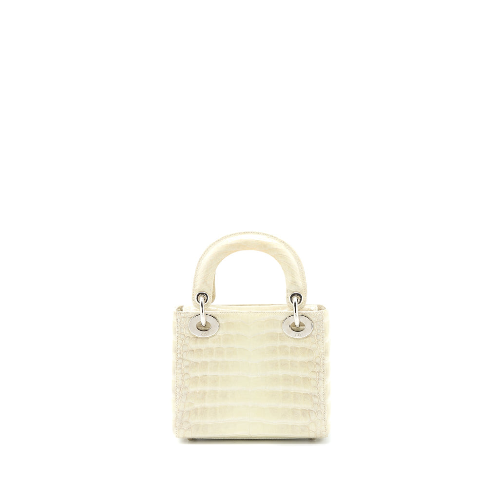 Dior Mini Lady Dior Himalayan Crocodile White SHW