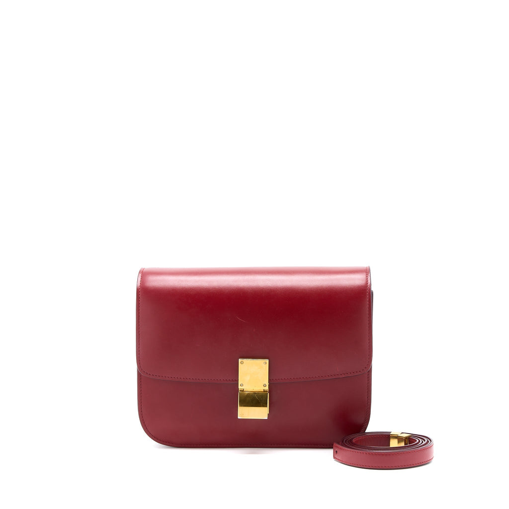 Celine Medium Classic Box Bag Calfskin Red
