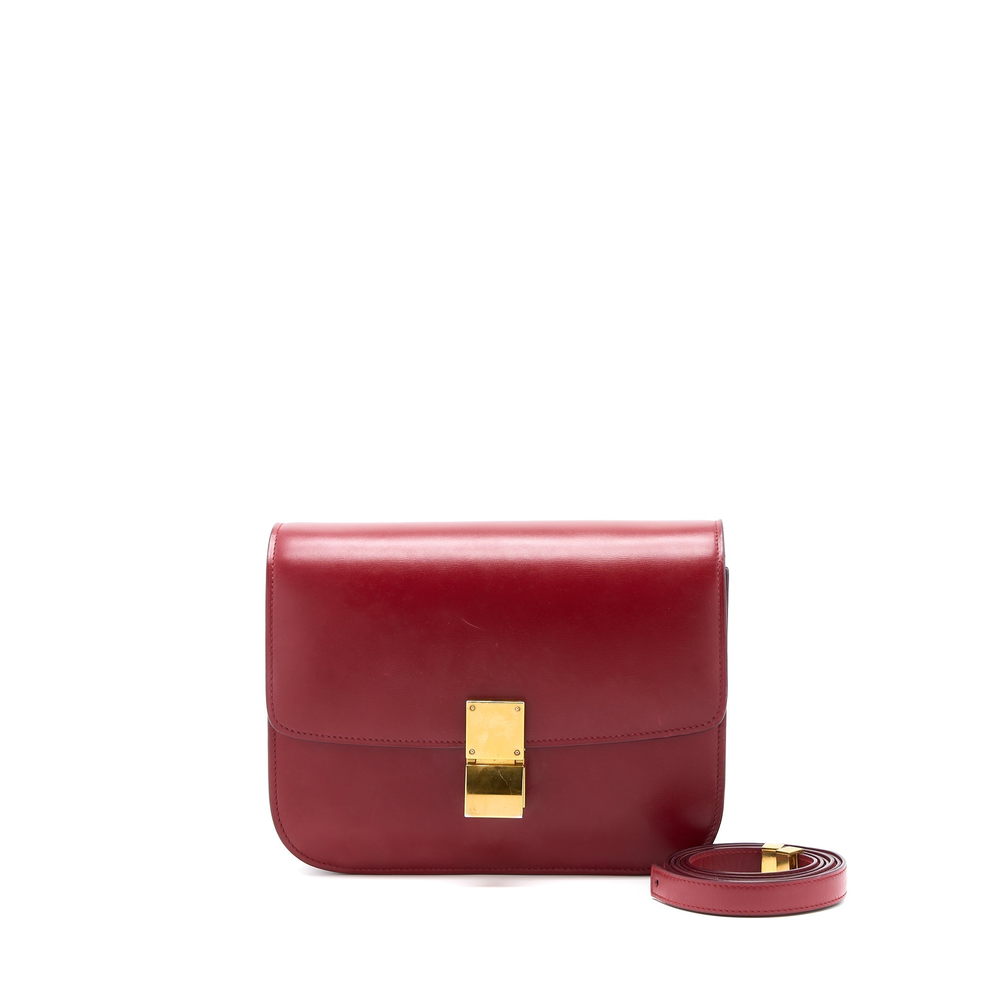 Celine Medium Classic Box Bag Calfskin Red