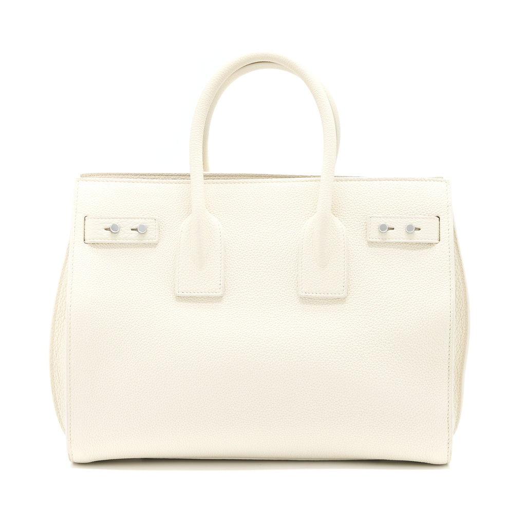Saint Laurent Sac De Jour Tote Bag Calfskin White SHW