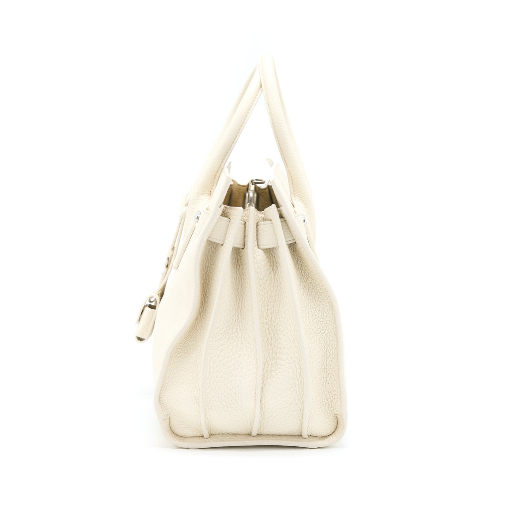 Saint Laurent Sac De Jour Tote Bag Calfskin White SHW