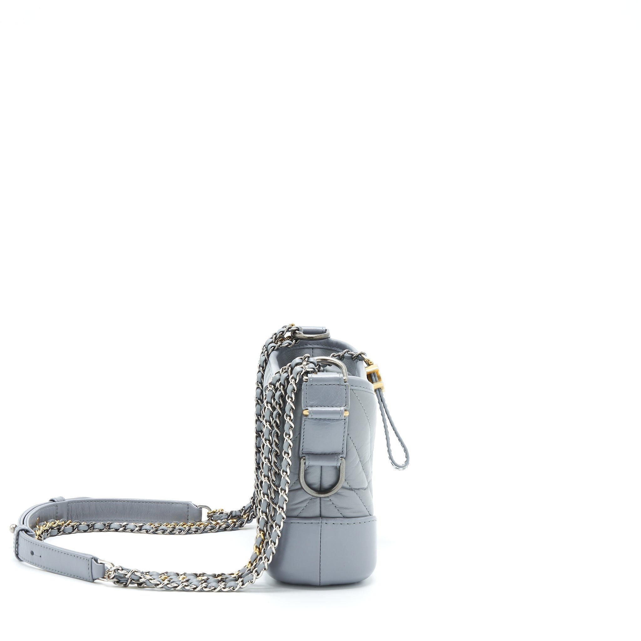 Chanel Chevron Small Gabrielle Hobo Bag Grey With Multicolour Hardware