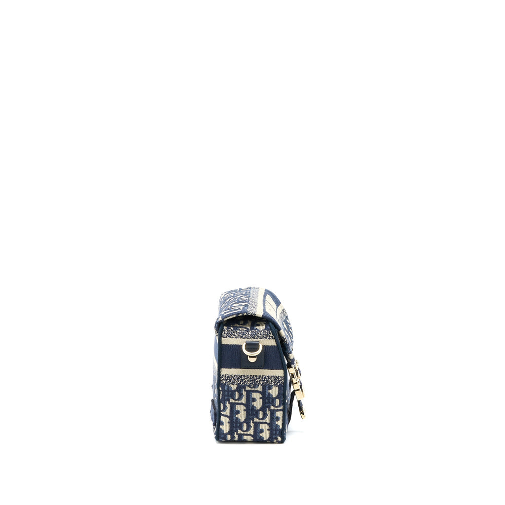 Dior Small Diorcamp Bag Blue Oblique Embroidery LGHW