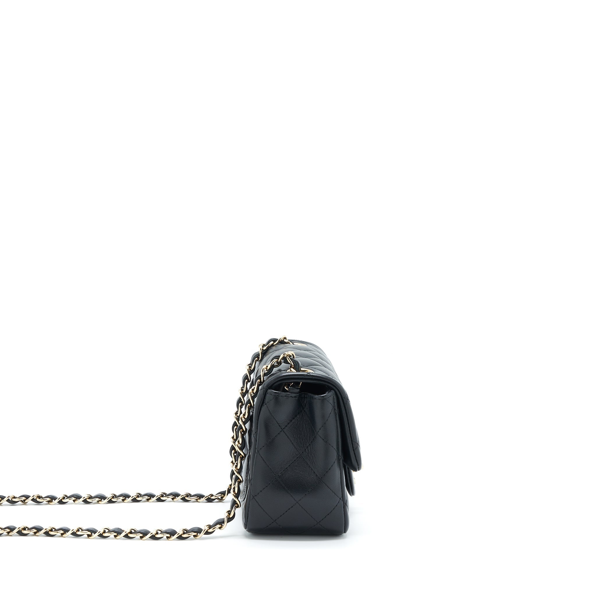 Chanel Mini Square Flap Bag Lambskin Black LGHW