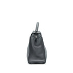 Fendi Grained Calfskin Medium Peekaboo Tote Bag Dark Grey SHW