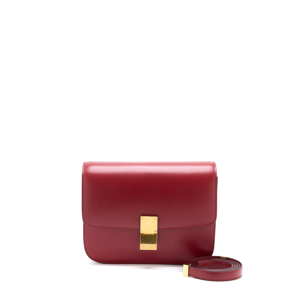 Celine Medium Classic Box Bag Calfskin Red