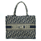 Dior Small Book Tote Bag Blue Oblique Jacquard