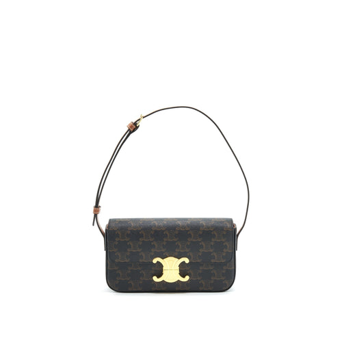Celine Triomphe Shoulder Bag in Triomphe Canvas and Calfskin
