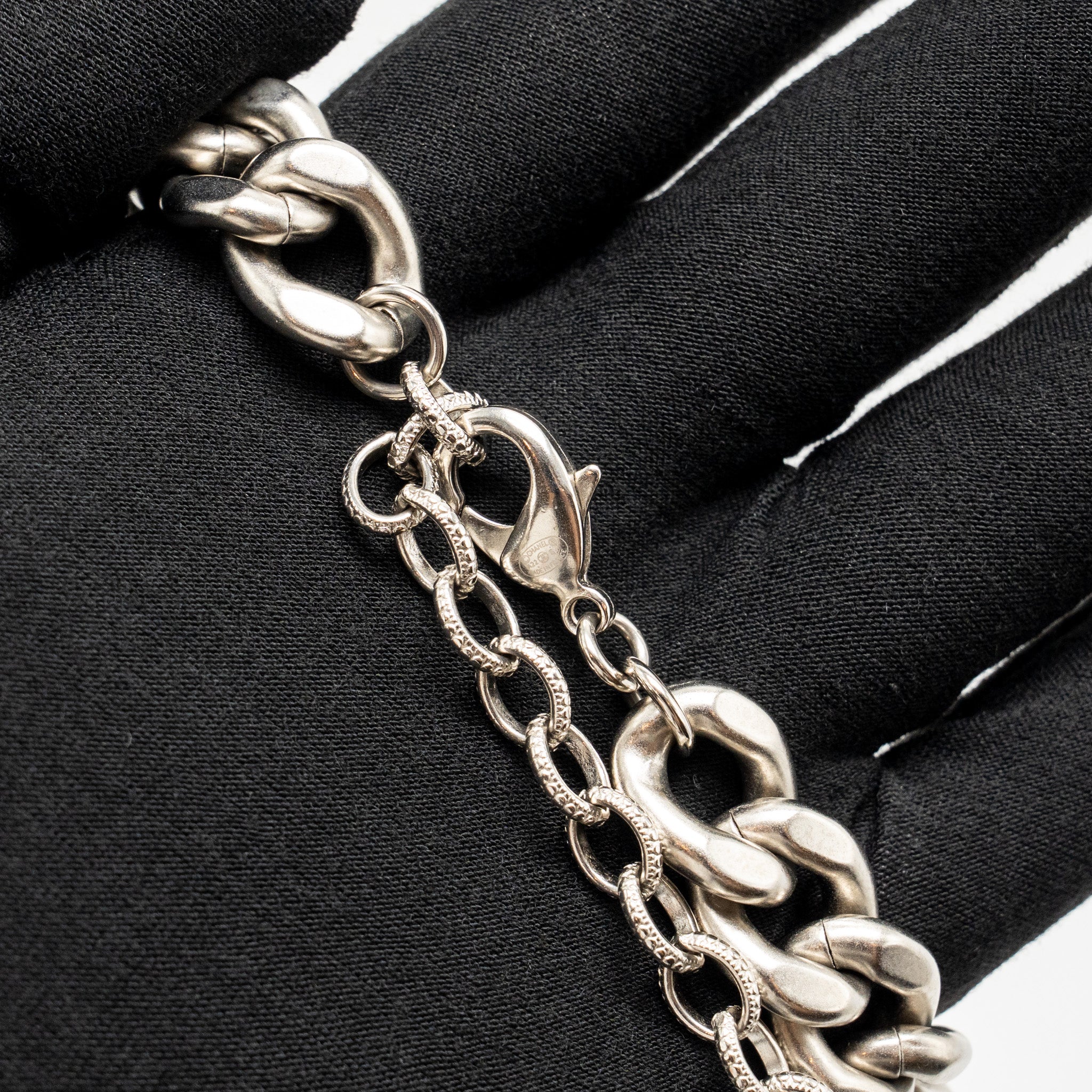 Chanel 2022 CC Pendant Chocker with Pearl and Crystal Silver Tone