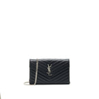 Saint Laurent Envelope Chain Wallet Black with SHW