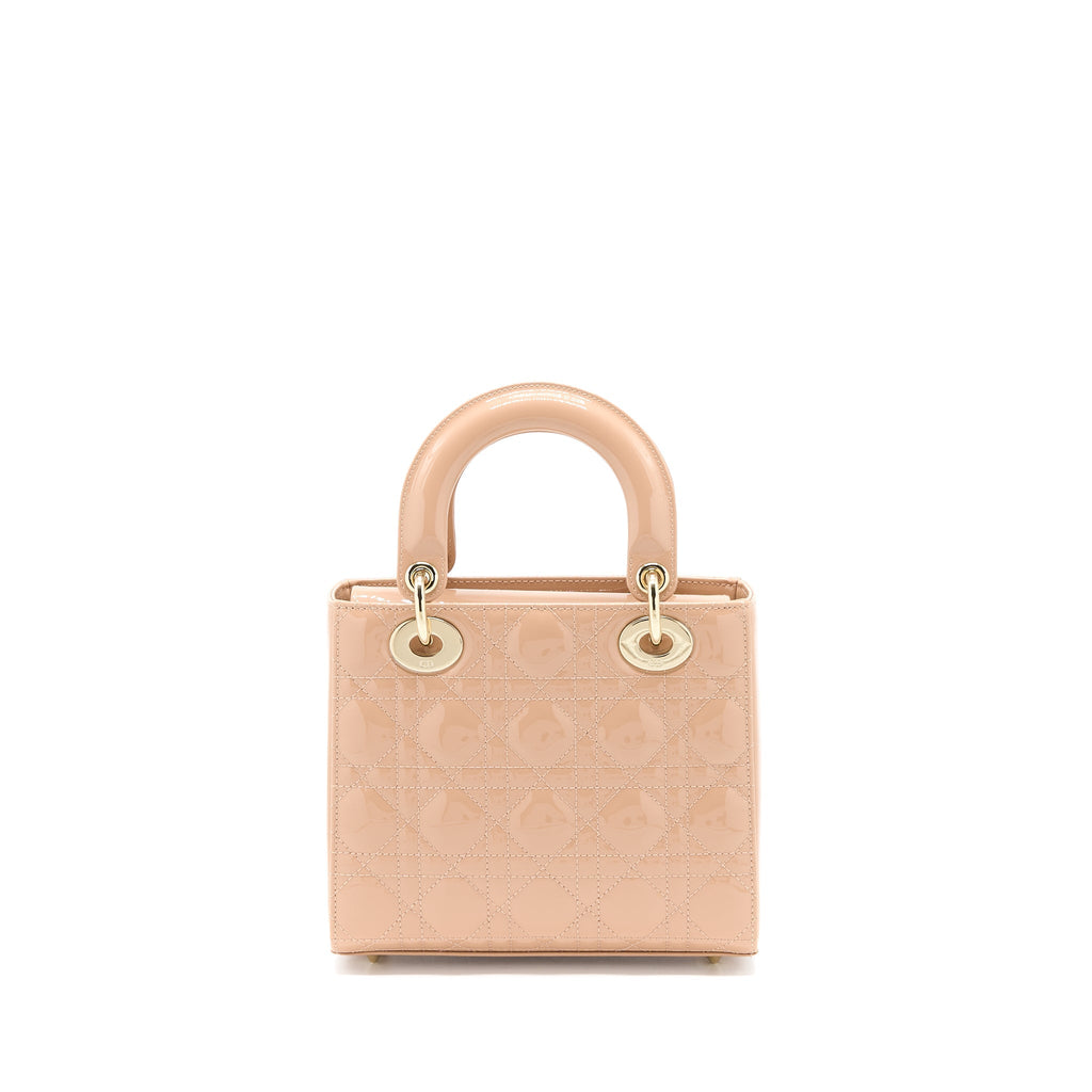 Dior Small Lady Dior Patent Leather Beige LGHW